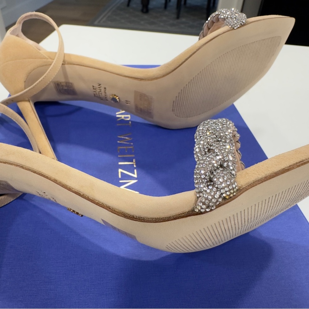 BRAND NEW Stuart Weitzman Embellished Suede Ankle Strap Sandals-size 11 - Picture 9 of 10